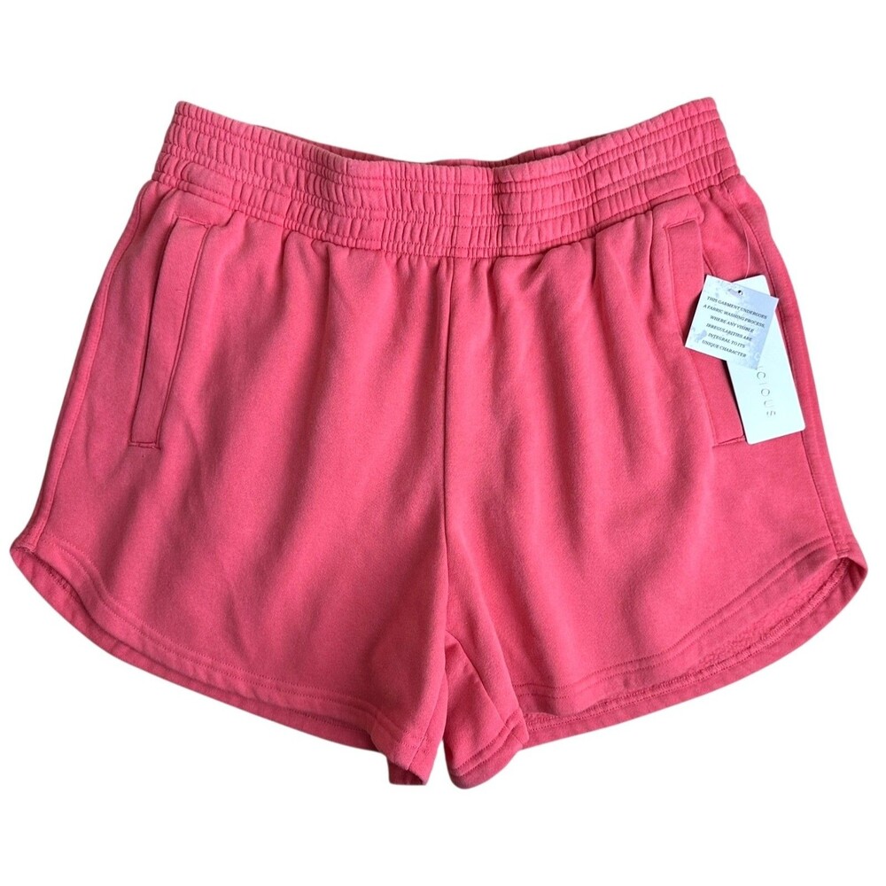 Yogalicious Women's Wash Baby Fleece Up Shore Shorts Garment Dye Size XL Coral